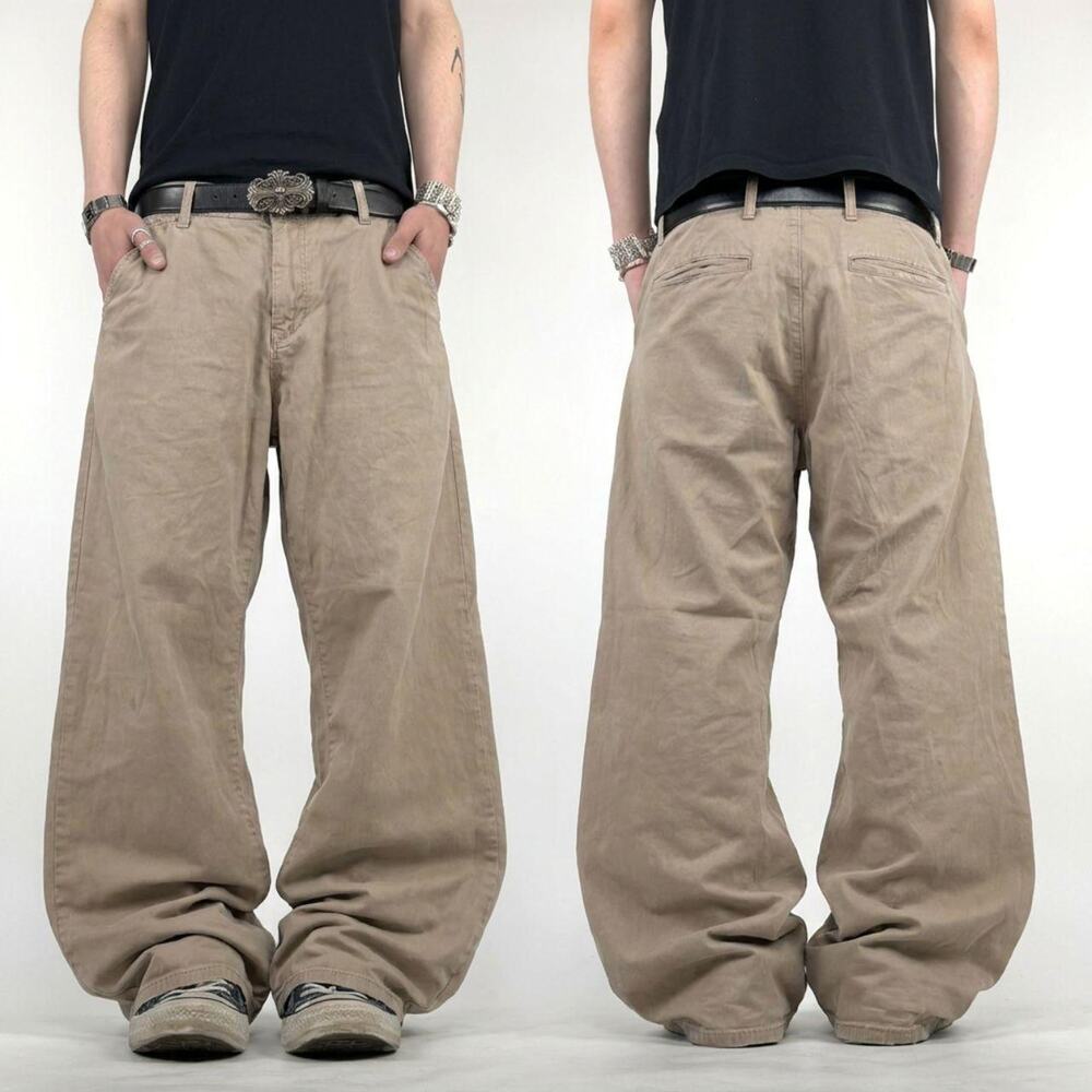 Vintage y2k faded skater grunge archive tan baggy wide leg rare pants